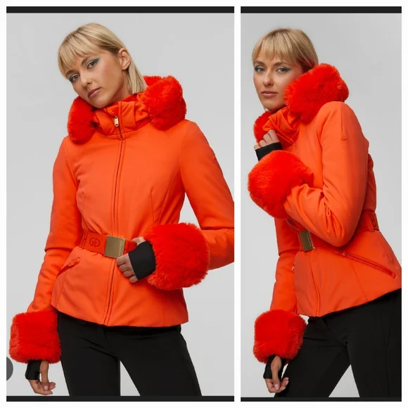 Goldbergh Giselle Ski Jacket Fur Cuffs Orange Goldbergh Giselle Belted Jacket - Picture 2 of 15